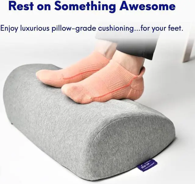 Alt view image 2 of 7 - Ergonomic Foot Rest for Under Desk - Patented Massage Ridge Design Memory Foam Foot Stool Pillow for Work, Home, Gaming, Computer, Office Chair - Footrest for Back & Hip Pain Relief