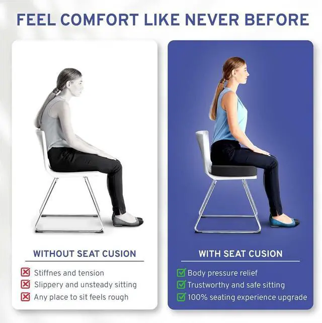 Alt view image 4 of 7 - Memory Foam Seat Cushion - Tailbone Pain Relief Cushion, Non-Slip Sciatica Pain Relief Pillow - for Office Chair, Car, Wheelchair, Computer, Desk Chair - Coccyx, Lower Back Support (Black)