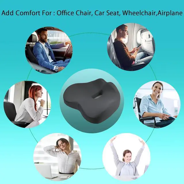 Alt view image 5 of 7 - Chair Seat Cushion, Memory Foam Cushions for Office Chair, Car Seat, Airplane, Relieving Pressure Tailbone Sciatica Back Pain for Long Sitting Office Workers, Car DriversGrey