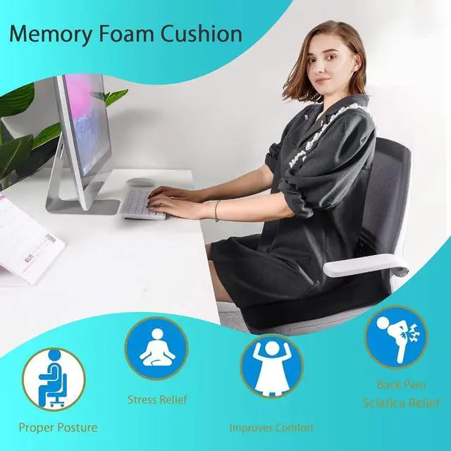 Alt view image 6 of 7 - Chair Seat Cushion, Memory Foam Cushions for Office Chair, Car Seat, Airplane, Relieving Pressure Tailbone Sciatica Back Pain for Long Sitting Office Workers, Car DriversGrey