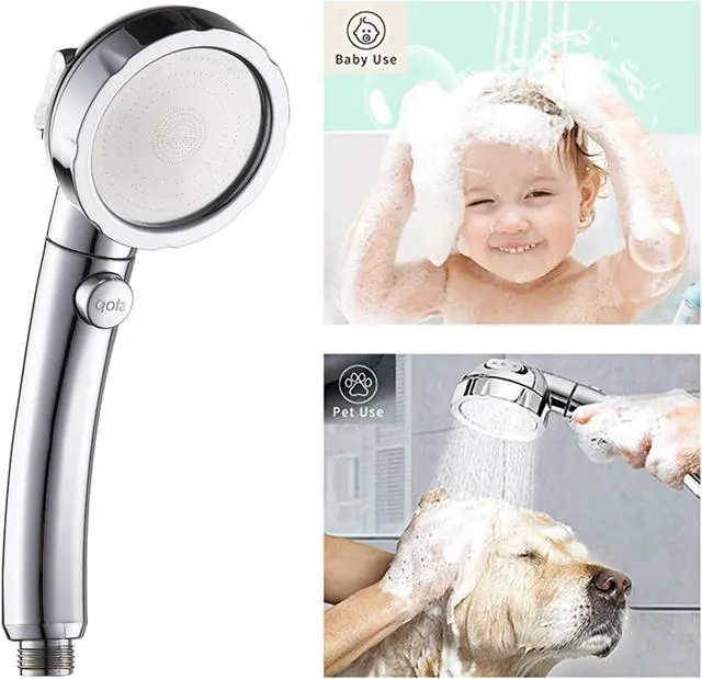 Alt view image 4 of 6 - KAIYING Chrome High Pressure Handheld Shower Head with ON/OFF Pause Switch, 3 Spray Modes Shower Wand with Shut Off Button, Removable Camper Shower Head with Hose and Adjustable Angle Bracket