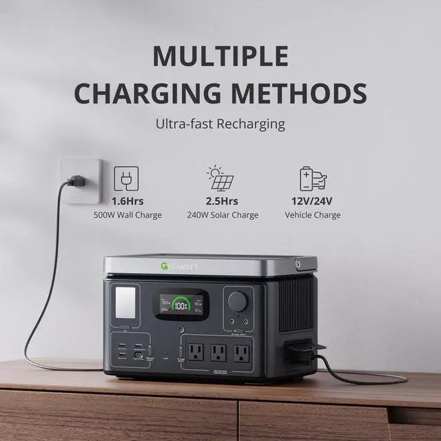 Alt view image 4 of 7 - GROWATT VITA 550 Portable Power Station with 200W Solar Panel, 538Wh Capacity LiFePO4 Solar Generator, 600W AC Output for Outdoor Camping, RV, Home Backup, Emergency, off-Grid