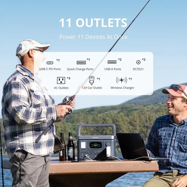 Alt view image 3 of 7 - GROWATT VITA 550 Portable Power Station with 200W Solar Panel, 538Wh Capacity LiFePO4 Solar Generator, 600W AC Output for Outdoor Camping, RV, Home Backup, Emergency, off-Grid