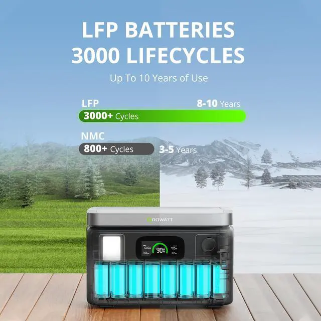Alt view image 5 of 7 - GROWATT VITA 550 Portable Power Station with 200W Solar Panel, 538Wh Capacity LiFePO4 Solar Generator, 600W AC Output for Outdoor Camping, RV, Home Backup, Emergency, off-Grid