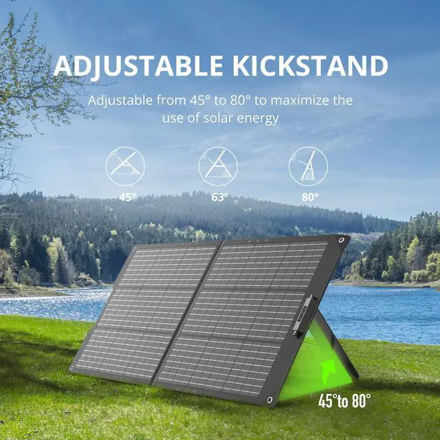 Alt view image 4 of 7 - GROWATT 100W Portable Solar Panel for Power Station, 24V Foldable Solar Charger with Adjustable Kickstand & MC4 Connector, Waterproof IP67 for Outdoor Camping RV Off Grid System