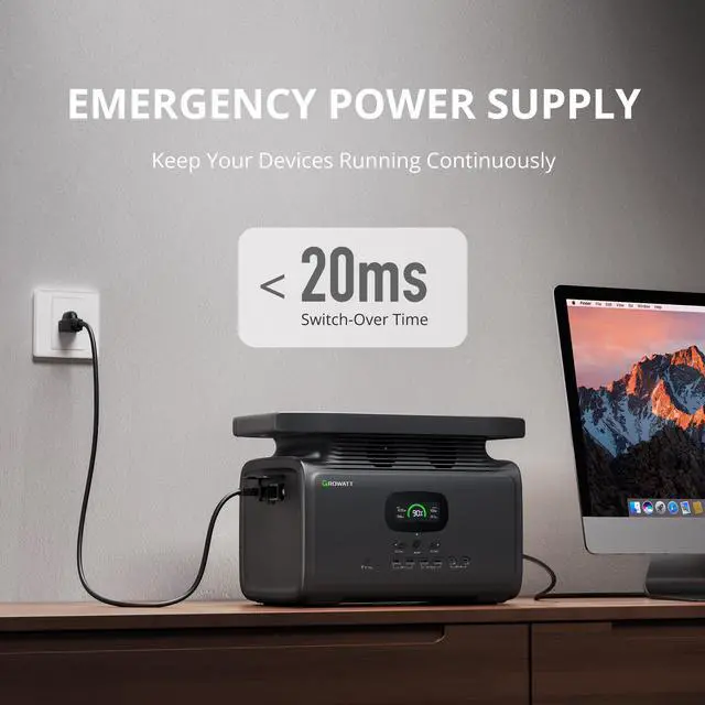 Alt view image 5 of 7 - GROWATT INFINITY 1500 Portable Power Station with 400W Solar Panel, 1512Wh Capacity Solar Generator, 2000W AC Output for Outdoor Camping, Home Backup, Emergency