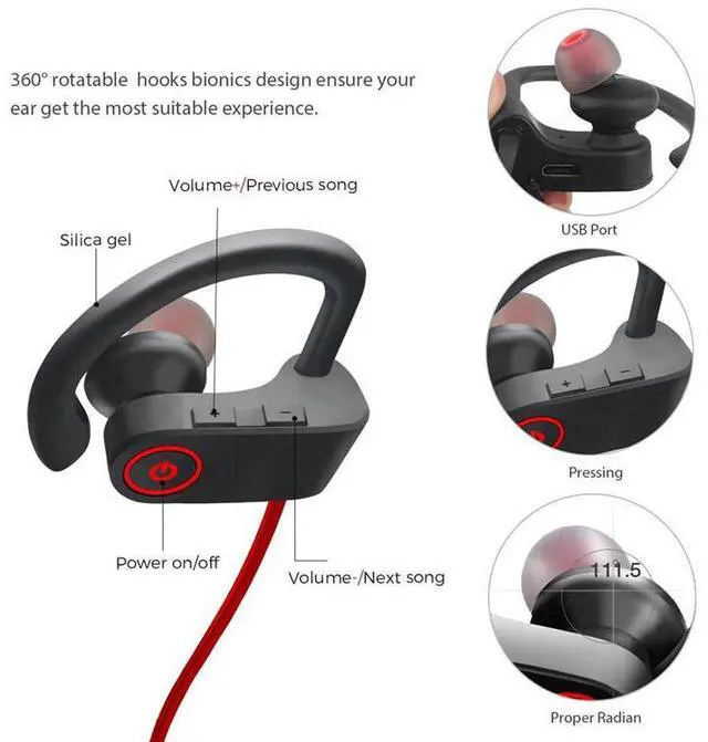 Alt view image 6 of 7 - Waterproof Bluetooth 5.0 Earbuds Stereo Sport Wireless Headphones in Ear Headset