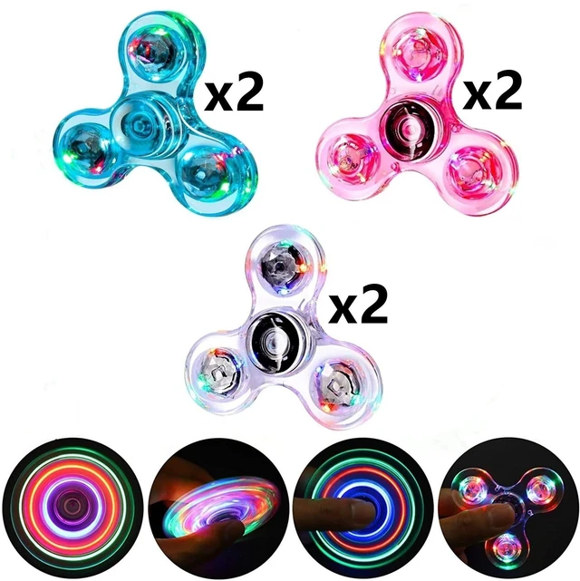 Main image of (6 Pack) LED Light Up Glow in the Dark Fidget Spinner Toy Rainbow Finger Toy