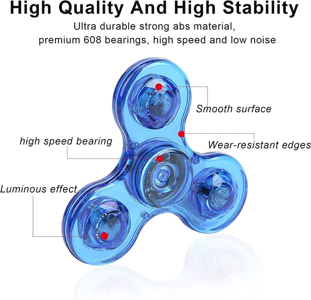 Alt view image 5 of 7 - (6 Pack) LED Light Up Glow in the Dark Fidget Spinner Toy Rainbow Finger Toy