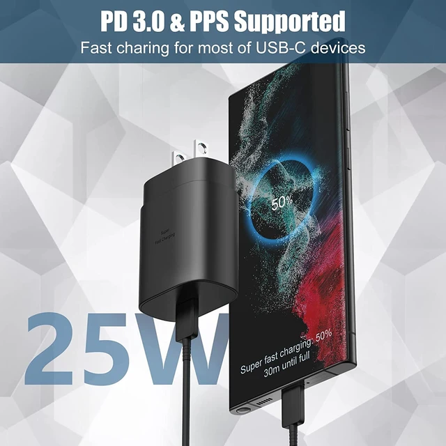 Alt view image 2 of 7 - 25W Super Fast Wall PD Charger Type C USB-C For Samsung Galaxy Note S22 S21 S20