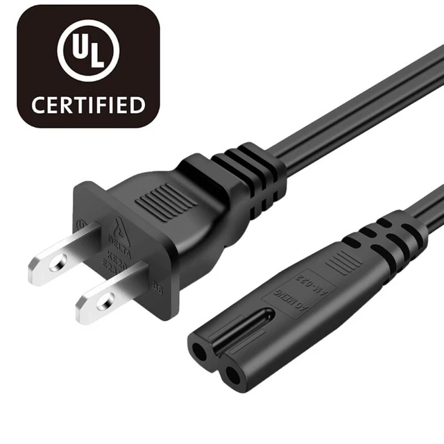 Alt view image 2 of 7 - AC Power Cord 2 Prong Cable for PS 5 4 3 2 Slim XBOX PC Laptop PSV Monitor TV