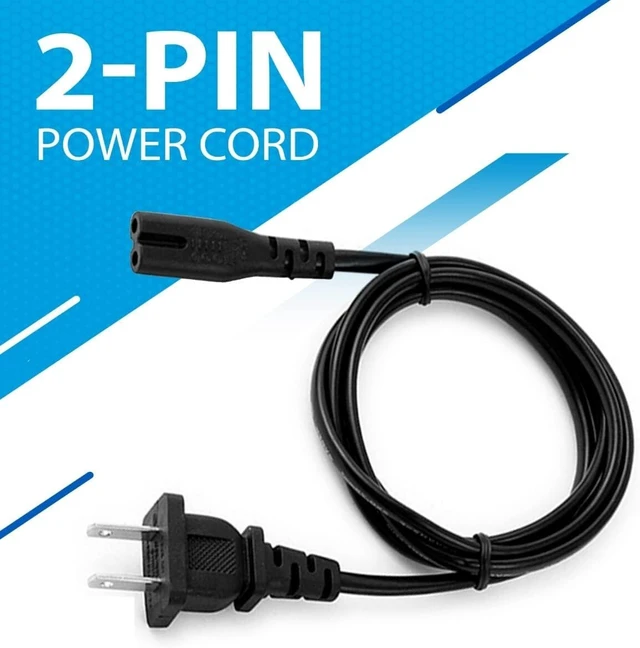 Alt view image 3 of 7 - AC Power Cord 2 Prong Cable for PS 5 4 3 2 Slim XBOX PC Laptop PSV Monitor TV