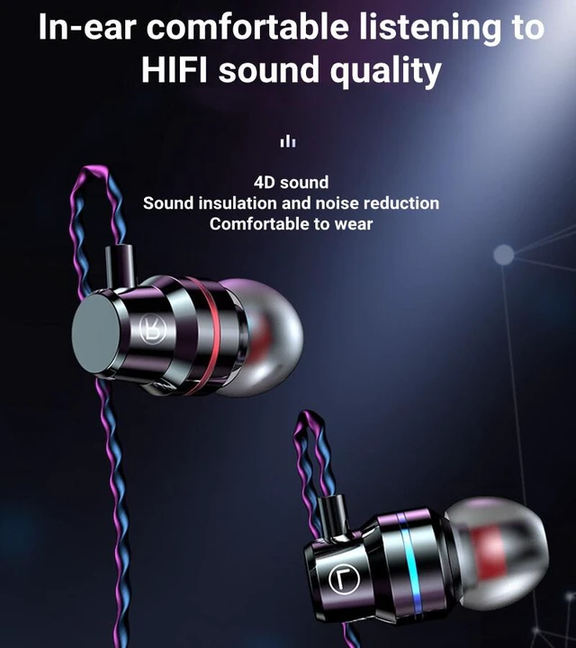 Alt view image 4 of 7 - HIFI Bass Stereo Wired Earbuds Headset In-Ear Earphone Headphone MIC 3.5mm USB-C