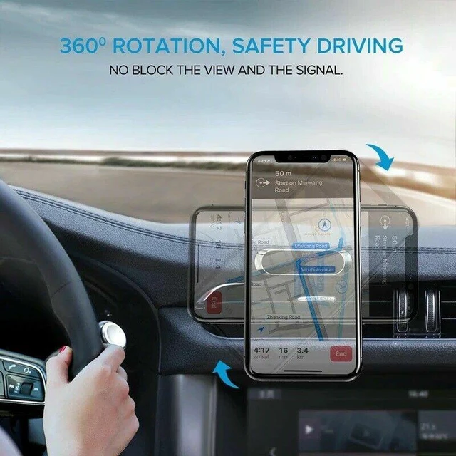 Alt view image 2 of 7 - 2 PCS Magnetic Car Mount Phone Holder Dashboard Magnet Stand 360 Rotation Gear