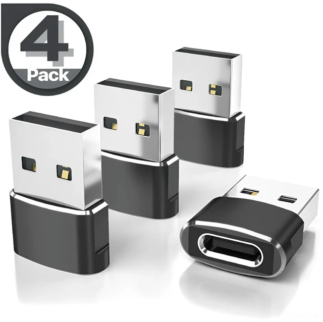Main image of 4 PACK USB to USB C Adapter Type-C Female to A Male OTG Converter Car Charger