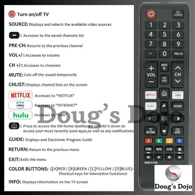 Alt view image 3 of 4 - NEW BN59-01315A Replacement TV Remote for Samsung LED 4K ULTRA HDTV Smart TV