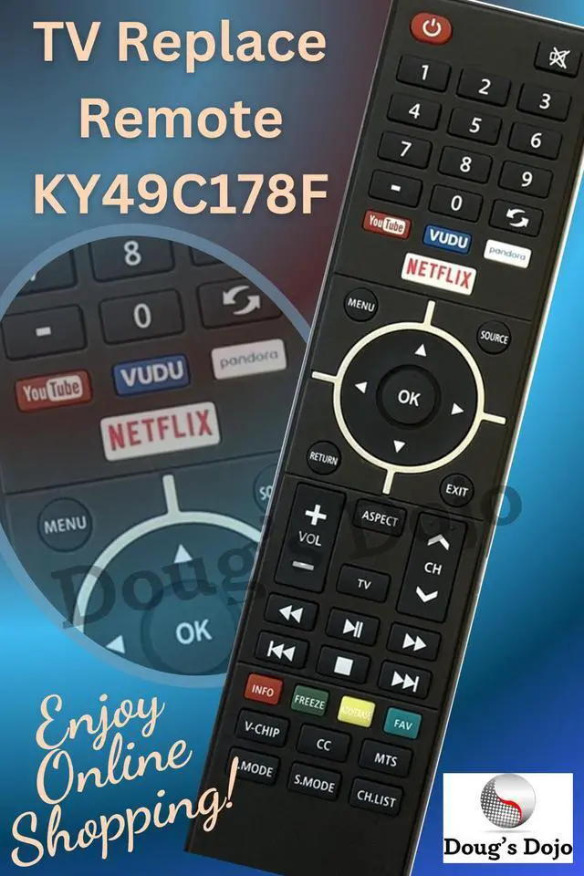 Main image of KY49C178F TV Replace Remote Control E2SW3918 ,VUDU NETFLIX, YOUTUBE