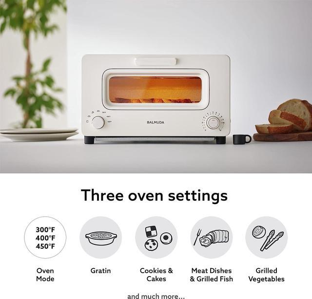 Alt view image 5 of 7 - BALMUDA The Toaster | Steam Oven Toaster | 5 Cooking Modes - Sandwich Bread, Artisan Bread, Pizza, Pastry, Oven | Compact Design | Baking Pan | K01M-WS | White | US Version
