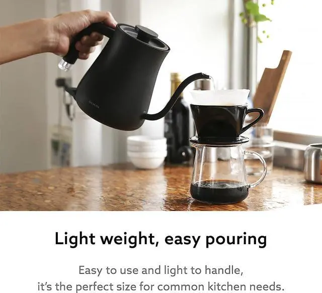 Alt view image 2 of 7 - BALMUDA The Kettle | Electric Lightweight Gooseneck Kettle | Stainless Steel | 0.6L (20fl oz) Capacity | Neon Light Indicator | Perfect for Tea and Coffee | K02H-BK | Black | US Version
