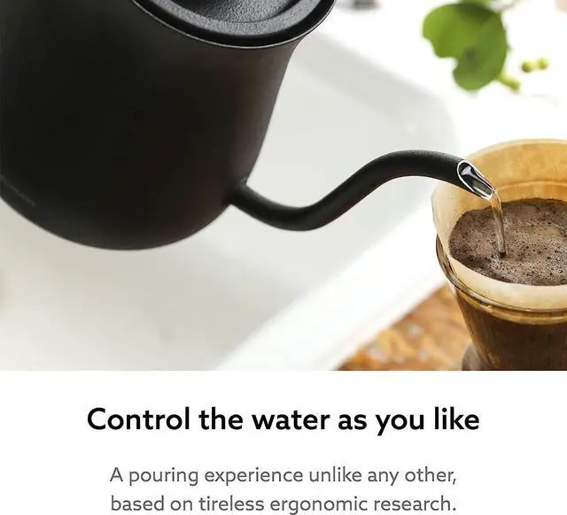 Alt view image 3 of 7 - BALMUDA The Kettle | Electric Lightweight Gooseneck Kettle | Stainless Steel | 0.6L (20fl oz) Capacity | Neon Light Indicator | Perfect for Tea and Coffee | K02H-BK | Black | US Version