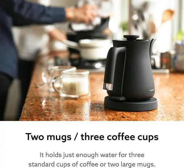 Alt view image 4 of 7 - BALMUDA The Kettle | Electric Lightweight Gooseneck Kettle | Stainless Steel | 0.6L (20fl oz) Capacity | Neon Light Indicator | Perfect for Tea and Coffee | K02H-BK | Black | US Version