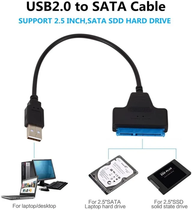 Alt view image 2 of 6 - USB 2.0 3.0 SATA 3 Cable Sata To USB 2.0 Adapter Up To 6 Gbps Support 2.5 Inch External HDD SSD Hard Drive 22 Pin Sata III Cable Color: USB 3.0 to SATA