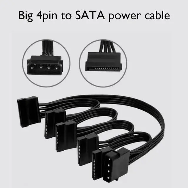 Alt view image 2 of 7 - 4 Pin Male to SATA 15 Pin Female Power Supply Cable 1 to 5 Cord Hard Drive IDE Molex to 5-Port 15Pin SATA Power Cable 30 inch Color: Hard drive Cable