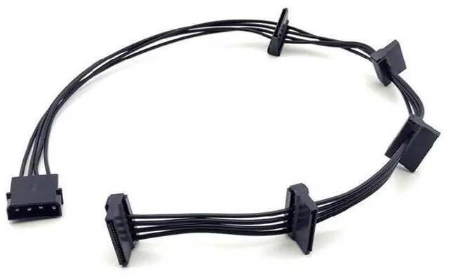 Alt view image 4 of 7 - 4 Pin Male to SATA 15 Pin Female Power Supply Cable 1 to 5 Cord Hard Drive IDE Molex to 5-Port 15Pin SATA Power Cable 30 inch Color: Hard drive Cable