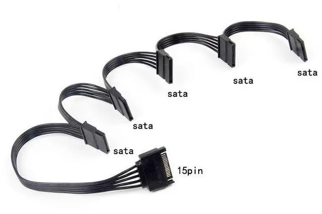 Alt view image 6 of 7 - 4 Pin Male to SATA 15 Pin Female Power Supply Cable 1 to 5 Cord Hard Drive IDE Molex to 5-Port 15Pin SATA Power Cable 30 inch Color: Hard drive Cable