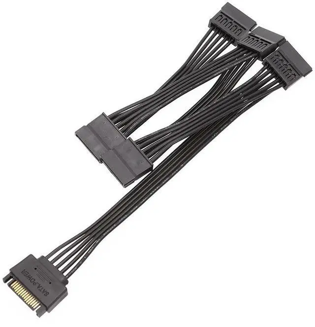 Alt view image 5 of 7 - 4 Pin Male to SATA 15 Pin Female Power Supply Cable 1 to 5 Cord Hard Drive IDE Molex to 5-Port 15Pin SATA Power Cable 30 inch Color: Hard drive Cable