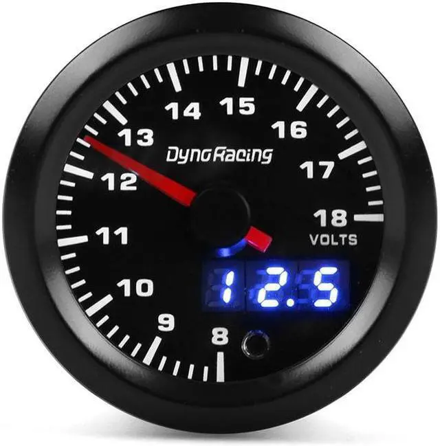 Alt view image 4 of 7 - Dynoracing Dual Display 2inch 52MM 7 Colors Voltmeter Volt Gauge 8-18V Voltage gauge Car meter with stepper motor Car meter
