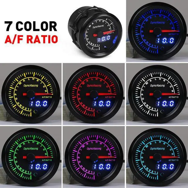 Alt view image 2 of 7 - Dynoracing 2inch 52mm Dual Display Air Fuel Ratio Gauge 7 Colors Led Air Fuel Ratio Meter Car Meter With Stepper Motor Air/Fuel Gauge