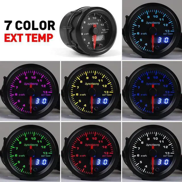 Alt view image 2 of 7 - Dynoracing 2inch 52mm Dual Display Exhaust Gas Temp Gauge 7 colors Led 300-1300 Celsius EGT EXT Gauge with Stepper Motor