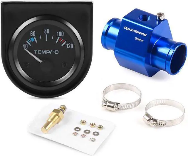 Main image of 2" 52mm Water Temp Gauge 40-120C Pointer Auto Water Temperature Gauge Car Meter 1/8 NPT Sensor With 28mm Joint Pipe Sensor Adapter