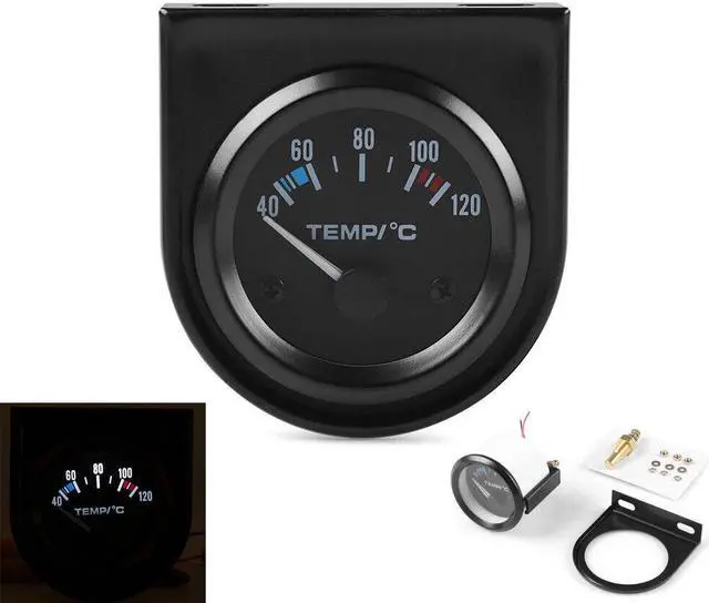 Alt view image 6 of 7 - 2" 52mm Water Temp Gauge 40-120C Pointer Auto Water Temperature Gauge Car Meter 1/8 NPT Sensor With 30mm Joint Pipe Sensor Adapter