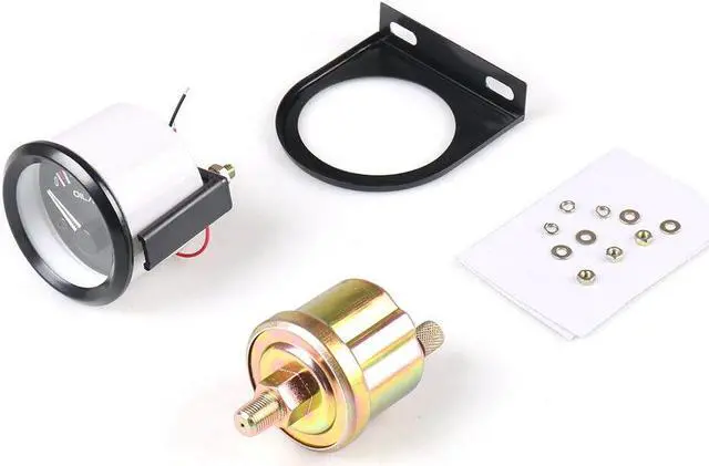 Alt view image 3 of 7 - Oil Press Gauge 2" 52mm Universal 0-100 Psi Auto Oil Pressure Gauge With 1/8 Npt Sensor White Led Car Meter