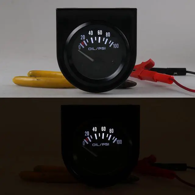 Alt view image 7 of 7 - Oil Press Gauge 2" 52mm Universal 0-100 Psi Auto Oil Pressure Gauge With 1/8 Npt Sensor White Led Car Meter