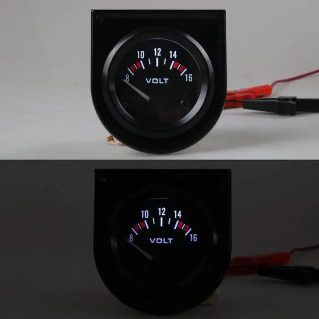Alt view image 7 of 7 - Volt Meter 2" 52mm Universal 8-16 Volts Meter White Led Volt Gauge Car Meter Racing Meter