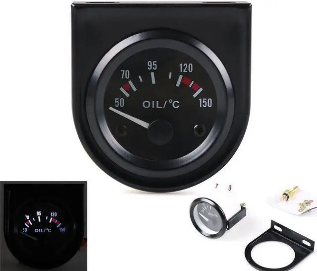 Main image of Oil Temp Gauge 2" 52mm Universal Oil Temperature Gauge 50-150 Auto Meter White Led With 1/8 Npt Sensor