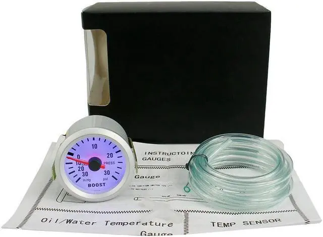Alt view image 4 of 6 - 2" 52mm Boost Gauge Car Universal Blue LED PSI Turbo Boost Gauge Auto Boost Vacuum gauge Car Meter