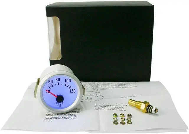 Alt view image 5 of 5 - 2'' 52mm Car Water Temperature Gauge 40-120 C degree Water Temp Gauge Blue Led with 1/8 Npt sensor
