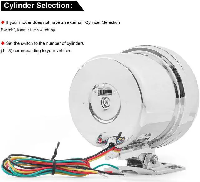 Alt view image 6 of 7 - 3.75'' Racing Tachometer Gauge Tacho Meter 7 Color LED Shift Light 0-8000 RPM