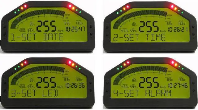 Alt view image 2 of 6 - 9 in 1 Race Display Bluetooth Full Sensor Kit Dashboard LCD Screen OBDll Rally Gauge Tachometer DO903