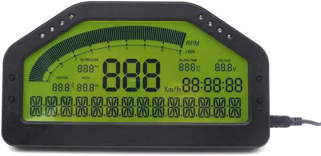 Alt view image 3 of 7 - LCD Digital 9 in1 Multi-Function Gauge Car Dashboard Tachometer LED Gauge Full Sensor Kit Car Meter Rally Gauge DO904