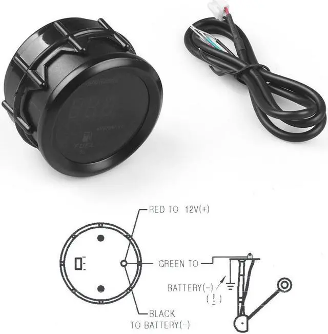 Alt view image 6 of 7 - 2" 52mm Universal Digital Percent Display Car Fuel Level Gauge Meter 8-18V With Fuel Sensor Oil Float