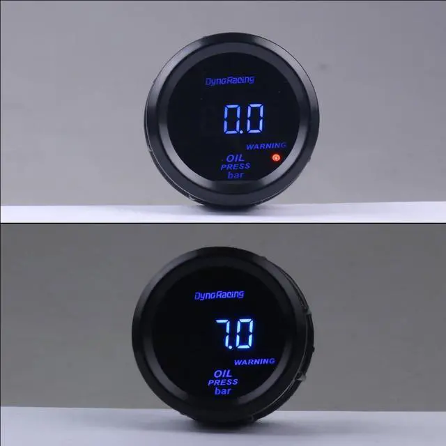 Alt view image 7 of 7 - 2" 52mm Electronic Oil Pressure Gauge Digital 0-7 Bar Oil Press Gauge Blue Led With Sensor Car Meter