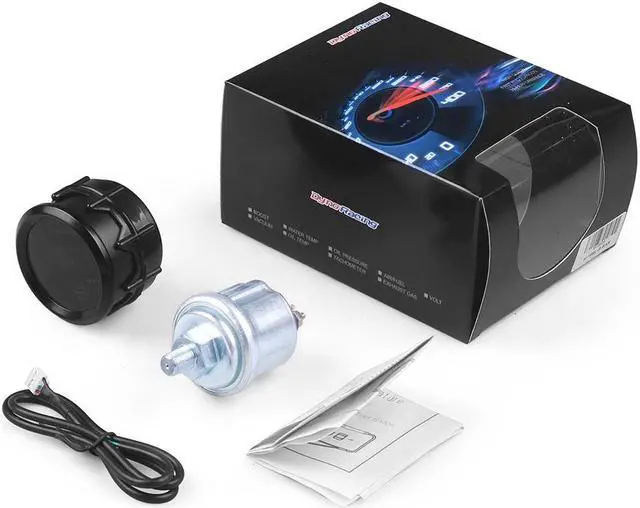 Alt view image 3 of 7 - 2" 52mm Electronic Oil Pressure Gauge Digital 0-7 Bar Oil Press Gauge Blue Led With Sensor Car Meter
