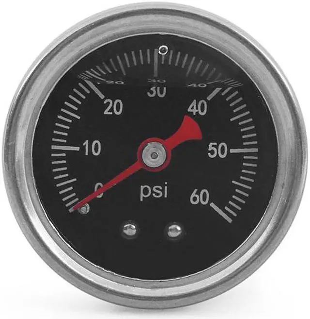 Alt view image 3 of 7 - Universal Liquid Filled Fuel Press Pressure Gauge 0-60 PSI For Fuel Pressure Regulator Oil Gauge 1/8" NPT Black Face