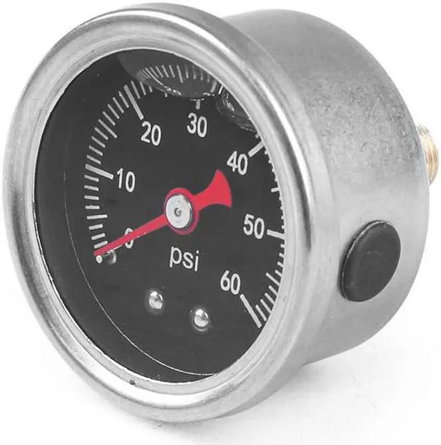Alt view image 5 of 7 - Universal Liquid Filled Fuel Press Pressure Gauge 0-60 PSI For Fuel Pressure Regulator Oil Gauge 1/8" NPT Black Face