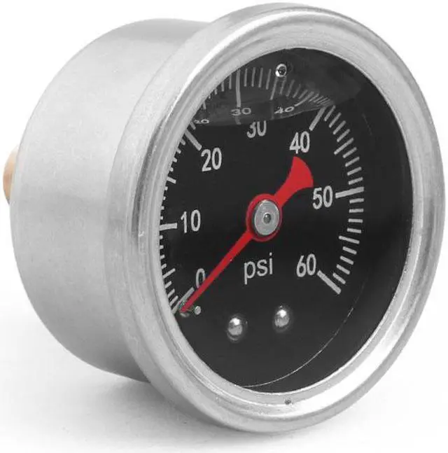 Alt view image 4 of 7 - Universal Liquid Filled Fuel Press Pressure Gauge 0-60 PSI For Fuel Pressure Regulator Oil Gauge 1/8" NPT Black Face